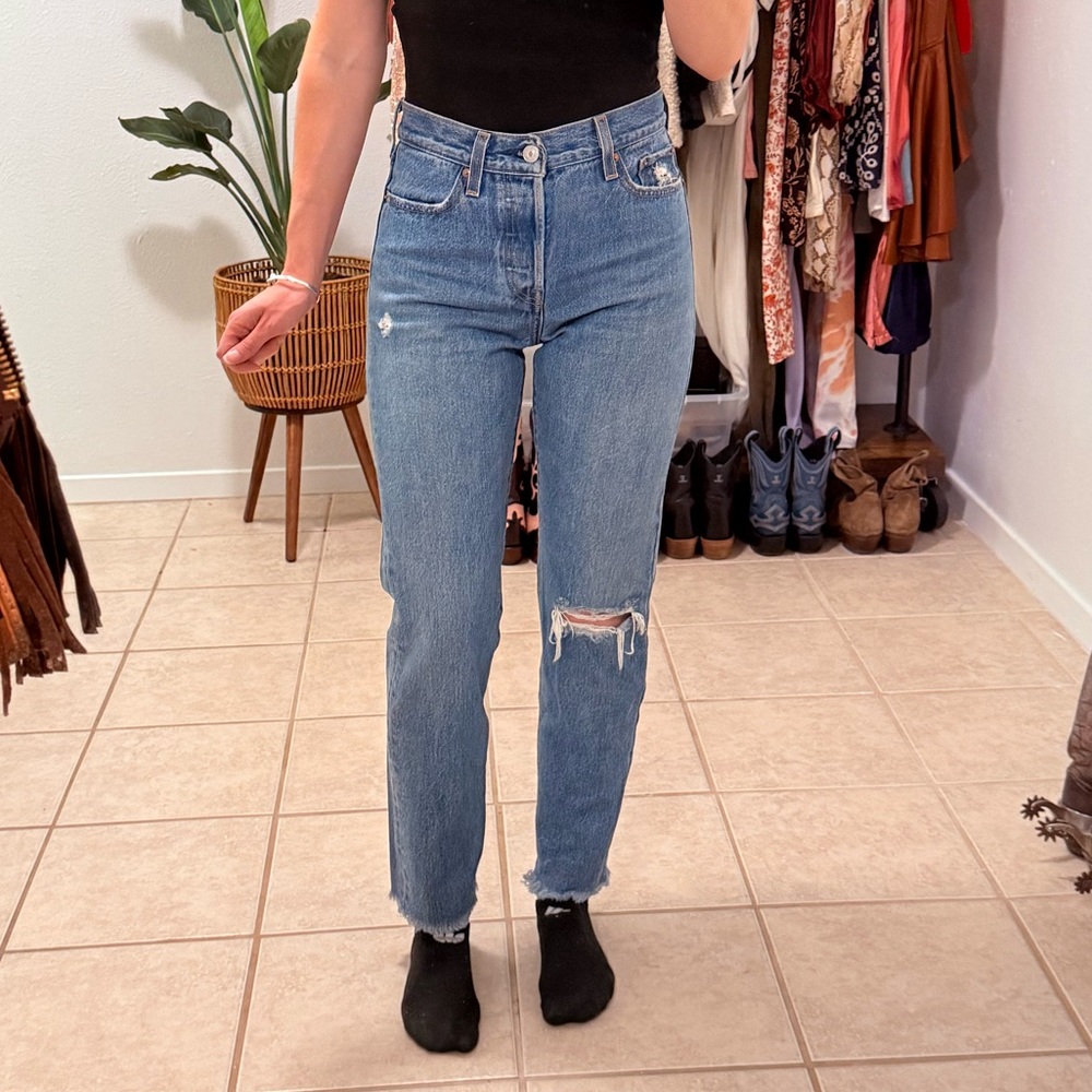 Levi’s Straight Leg Distressed Jeans